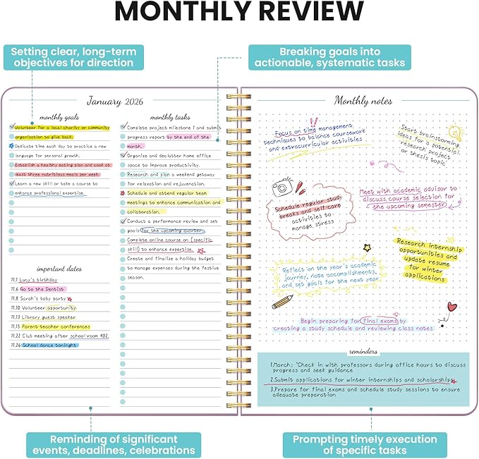 Monthly Planner 2026-2027, 2 Year Months Calendar Planner 2026-2027, Runs from January 2026 - Decembe 2027, 7" x 10", 24 Months, Perfect for School Office Home Planning - Boho Purple