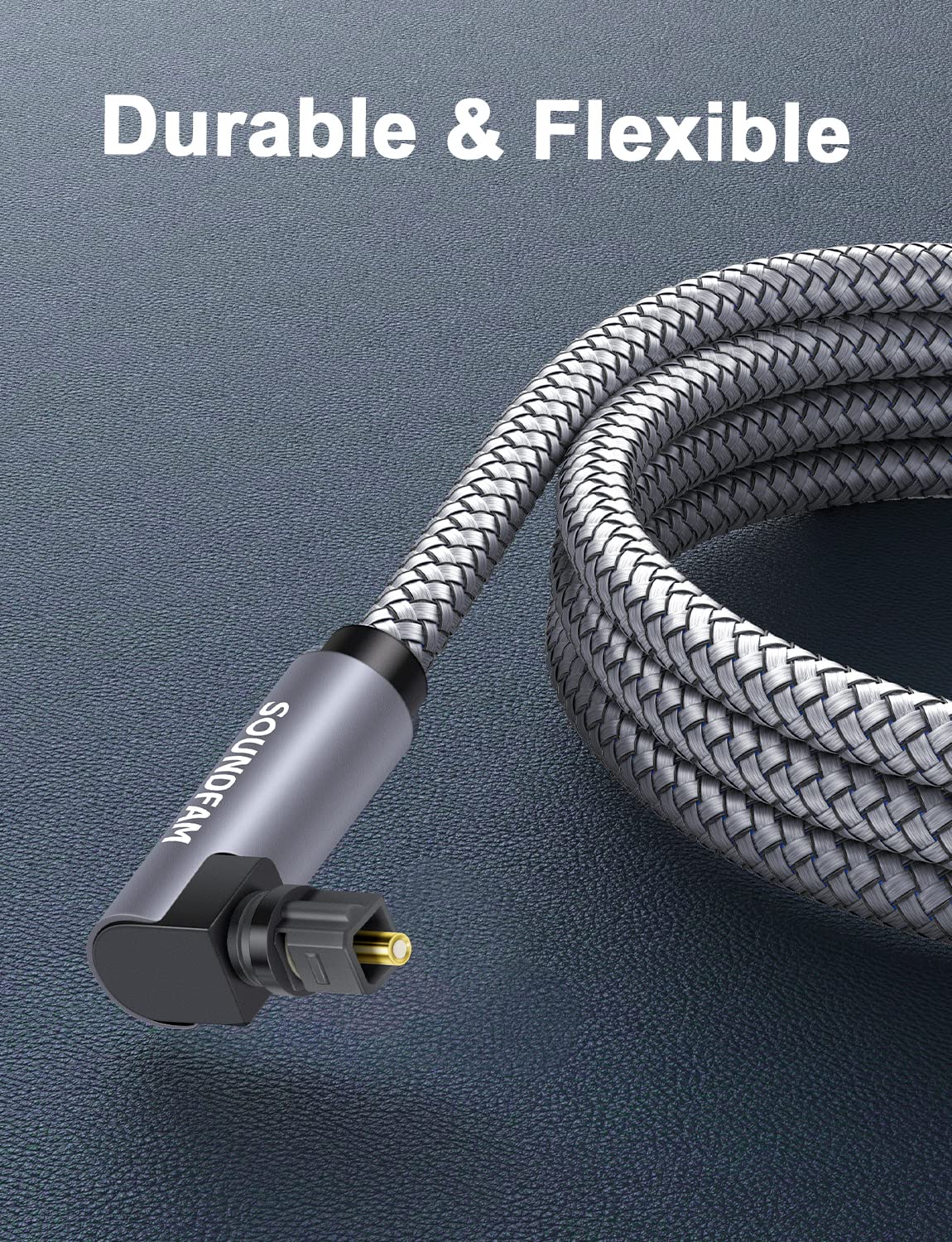 90 10ft/3M 360 Degree Optical Audio Cable Double Right Angle Optical Cable Degree Free-Rotating Plug Digital Audio