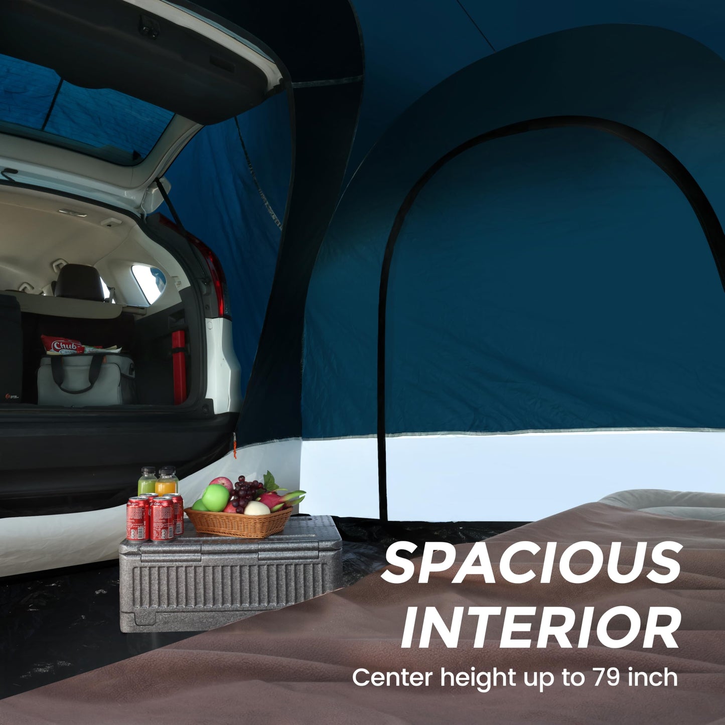 SUV Tent for Camping with Rainfly, Waterproof PU3000mm Double Layer Design, Car Tents for Camping SUV, SUV Tailgate Tent for Outdoor with Storage Bag, for SUV Van, Jeep, Pickup 8'W x 8'L x 7.2'H