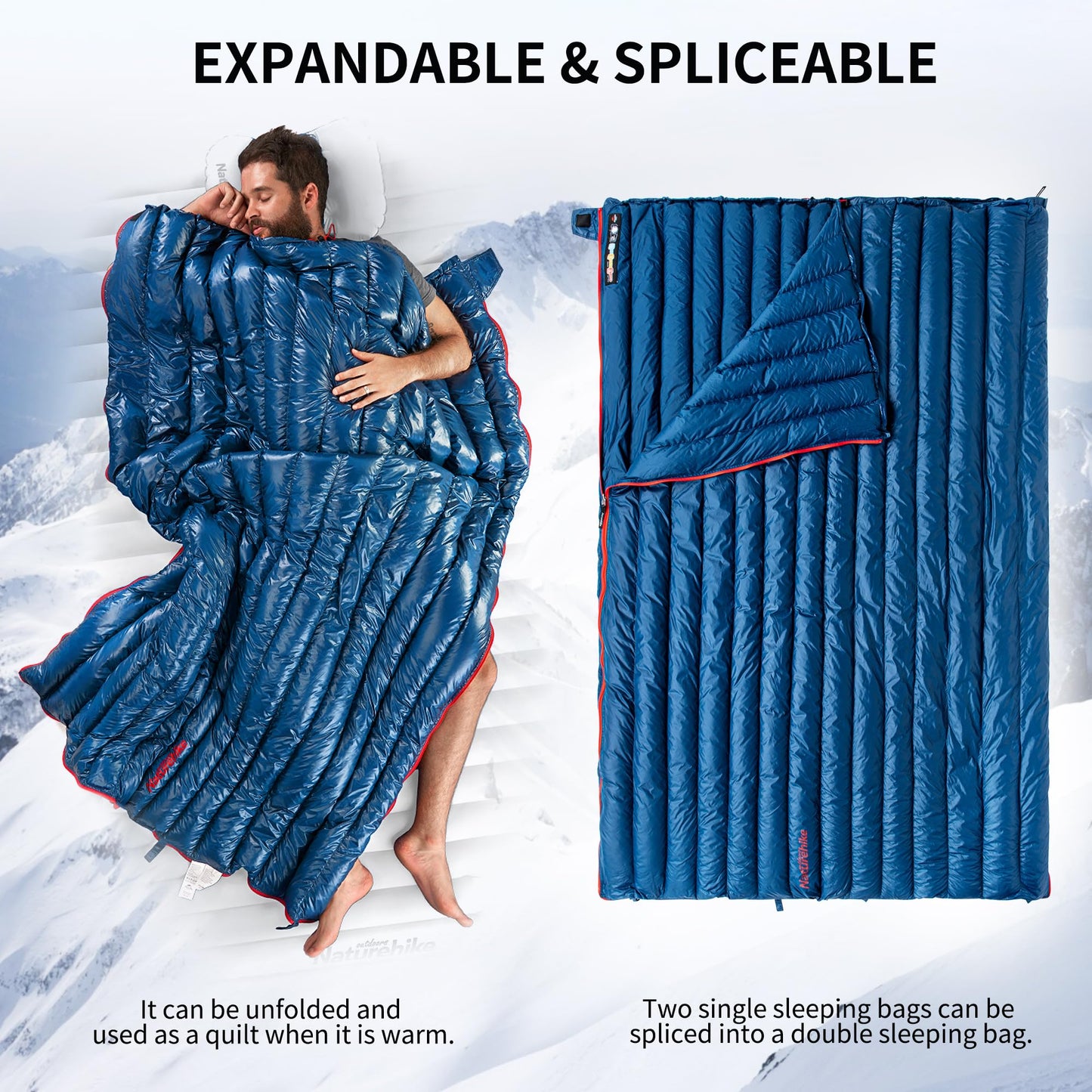 Naturehike Ultralight Backpacking RDS Down Sleeping Bag for Adults, 650 Fill Power Sleeping Bag for 42/52℉, 20oz Compact Lightweight Sleeping Bags for Hiking Camping 3 Seasons