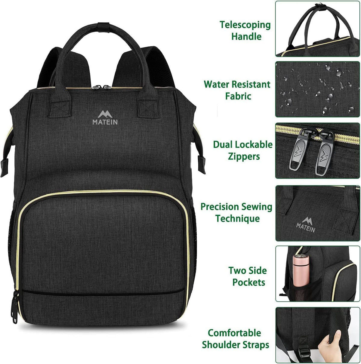 Backpack Backpack 15.6 Inch Commuter MATEIN Lunch for Women, Insulated Cooler Lunch Bag for Men, Leakproof Laptop