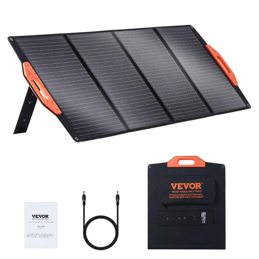 VEVOR Portable Monocrystalline Solar Panel, 120W Foldable Monocrystalline ETFE Solar Charger, 23% Efficiency Solar Panel with Type C, DC 18V, QC3.0 USB Port, IP67 Waterproof for Home, Off Grid, Hiking