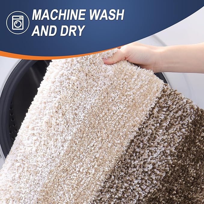 OLANLY Bathroom Rugs Mat 54x24, Extra Soft Absorbent Microfiber Bath Rugs, Rubber Backing, Quick Dry, Machine Washable Bath Mats for Bathroom Floor, Tub and Shower, Home Decor Accessories, Light Brown
