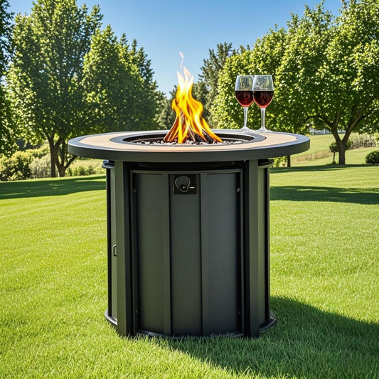 30" Propane Gas Fire Pit Table, 50000 BTU Round Outdoor Fire Pit with Mosaic Ceramic Tabletop, Steel Patio Fire Table with Lid & Rain Cover for Backyard Deck Garden, Black