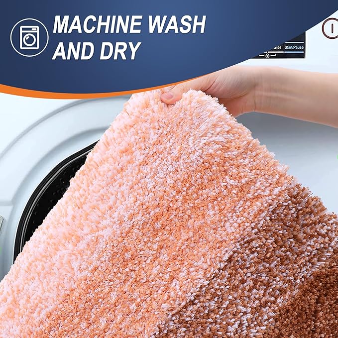 OLANLY Bathroom Runner Rugs 47x17, Extra Soft Absorbent Microfiber Bath Rugs, Rubber Backing, Quick Dry, Machine Washable Bath Mats for Bathroom Floor, Tub and Shower, Home Decor Accessories, Orange