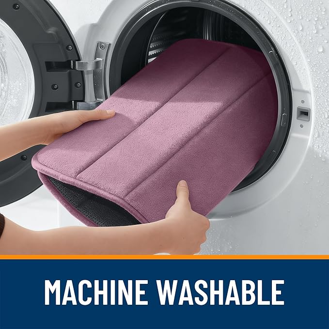 OLANLY Memory Foam Bath Mat 40x32, Super Soft Absorbent Bathroom Rugs, Quick Dry, Machine Washable Shower Floor Rugs, Bathmat Carpet, Bathroom Home Decor Accessories, Deep Plum