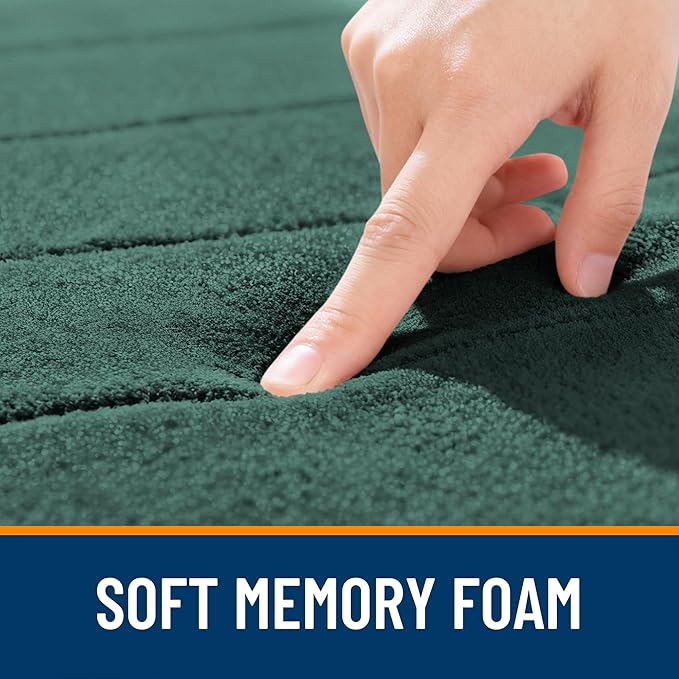 OLANLY Memory Foam Bath Mat 36x24, Super Soft Absorbent Bathroom Rugs, Quick Dry, Machine Washable Shower Floor Rugs, Bathmat Carpet, Bathroom Home Decor Accessories, Blackish Green