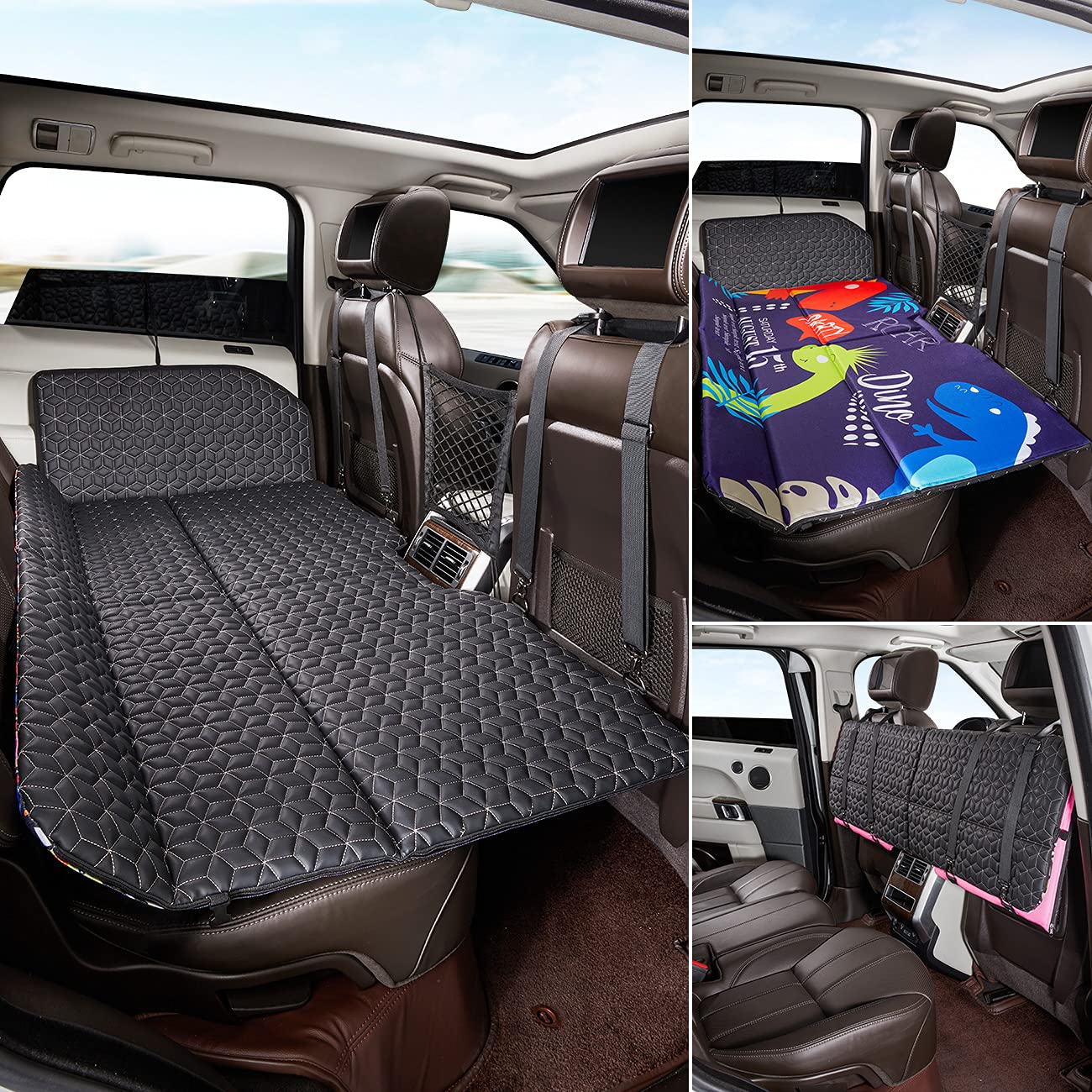 ABE Non-Inflatable Car Mattress,Double-Sided Folding Car Bed Mattress SUV,Portable SUV Mattress,Camping Mattress Back Seat,Back Seat Extender for Dogs(Dinosaur World)