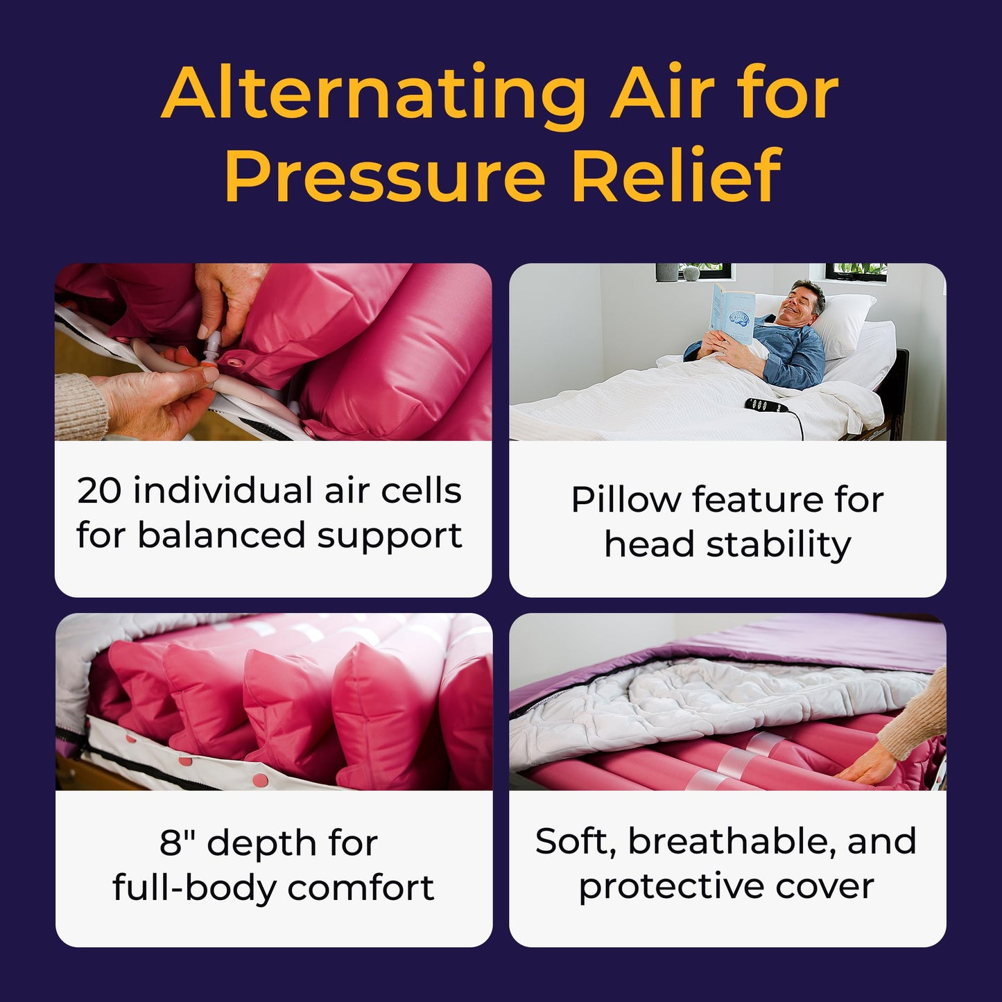 Drive Medical Med-Aire Low Air Loss Mattress Replacement System - Alternating Pressure - Pressure Redistribution Mattress - Moisture Wicking Cover - Home or Facility Use