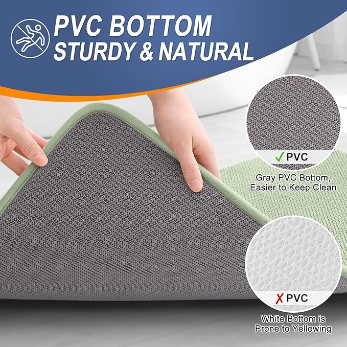 OLANLY Thick Memory Foam Bath Mat Rug 35x24, Extra Soft Absorbent Bathroom Rug, Quick Dry Bath Mats, Non-Slip, Machine Washable Carpet for Bathroom, Tub and Shower, Home Decor Accessories, Sage Green