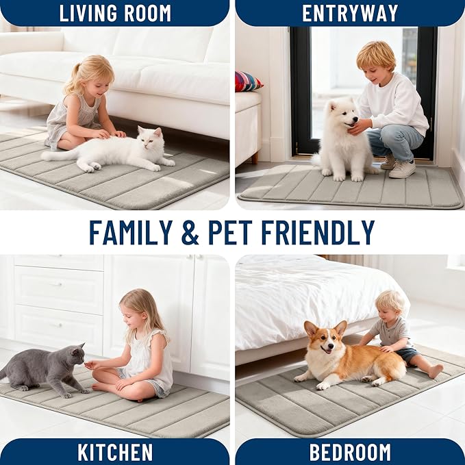 OLANLY Memory Foam Bath Mat 70x46, Super Soft Absorbent Bathroom Rugs, Quick Dry, Machine Washable Shower Floor Rugs, Bathmat Carpet, Bathroom Home Decor Accessories, Warm Taupe