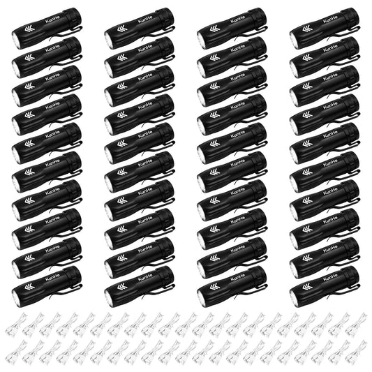 KunHe 40 Pack Small Rechargeable Flashlights Bulk USB-C Mini High Lumen Flashlight Clip-on Portable Pocket Flash Light for EDC Emergency Home Use