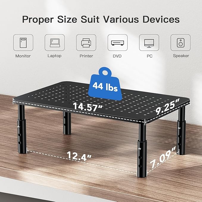 HUANUO Monitor Stand for Desk, Computer Monitor Stand Height Adjustable, Monitor Riser for 2 Monitors, Laptop Stand for Desk, 2 Pack, Black