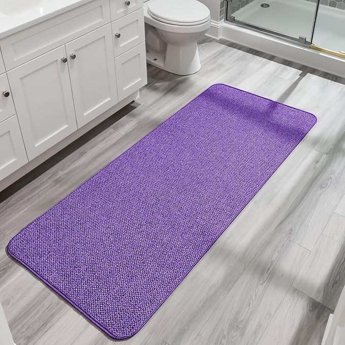 Bath Mat,Ultra Thin Bathroom Runner Rugs,Large Bath Mats for Bathroom,Quick Dry,Non-Slip,Machine Washable,Low Pile,Bath Rug,Shower Outside,Sink,Home Decor Accessories.Purple,3'x6'(36x72inch)