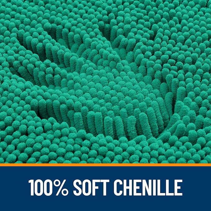 OLANLY Bathroom Rugs 36x24, Extra Soft Absorbent Chenille Bath Rugs, Rubber Backing Quick Dry, Machine Washable Bath Mats for Bathroom Floor, Tub and Shower, Home Decor Accessories, Emerald