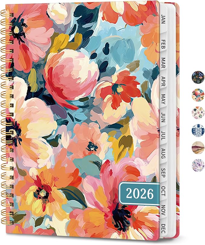 2026 Planner, Weekly and Monthly Planner for Women, Jan 2026 - Dec 2026 Pretty 2026 Calendar Planner with Monthly Tabs, Inner Pocket, Spiral Binding, Perfect for Office Home School - 8.5" x 11", Pastel Garden