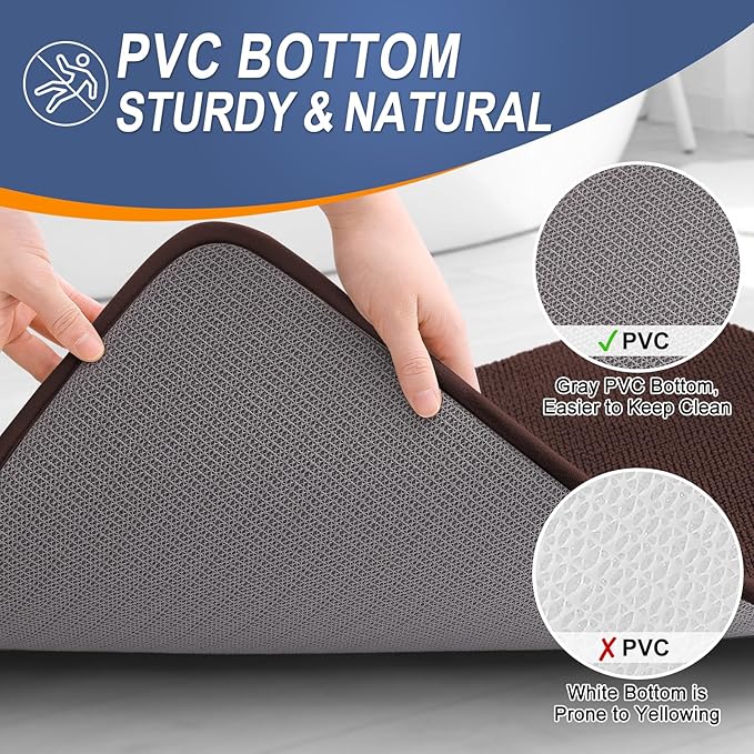 OLANLY Thick Memory Foam Bath Mat Rug 36x24, Extra Soft Absorbent Bathroom Rug, Quick Dry Bath Mats, Non-Slip, Machine Washable Carpet for Bathroom, Tub and Shower, Home Decor Accessories, Brown
