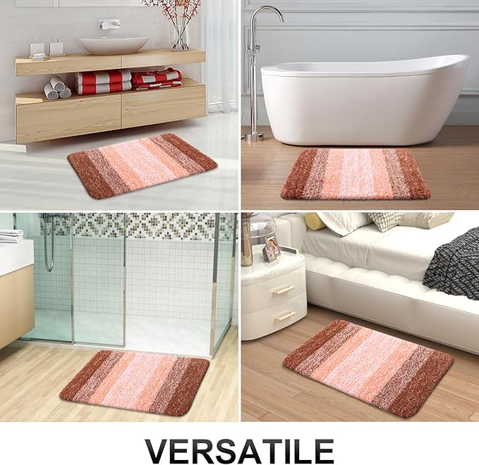 OLANLY Bathroom Runner Rugs 47x17, Extra Soft Absorbent Microfiber Bath Rugs, Rubber Backing, Quick Dry, Machine Washable Bath Mats for Bathroom Floor, Tub and Shower, Home Decor Accessories, Orange