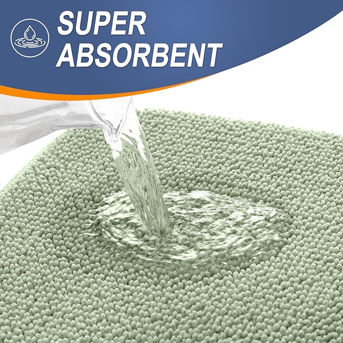 OLANLY Thick Memory Foam Bath Mat Rug 35x24, Extra Soft Absorbent Bathroom Rug, Quick Dry Bath Mats, Non-Slip, Machine Washable Carpet for Bathroom, Tub and Shower, Home Decor Accessories, Sage Green