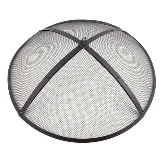 32Inch Heavy Duty Steel Fire Pit Spark Screen Cover,Outdoor Round Patio Mesh FirePit Screens Guard,Domed Fire Pit Ember Lid with Handle