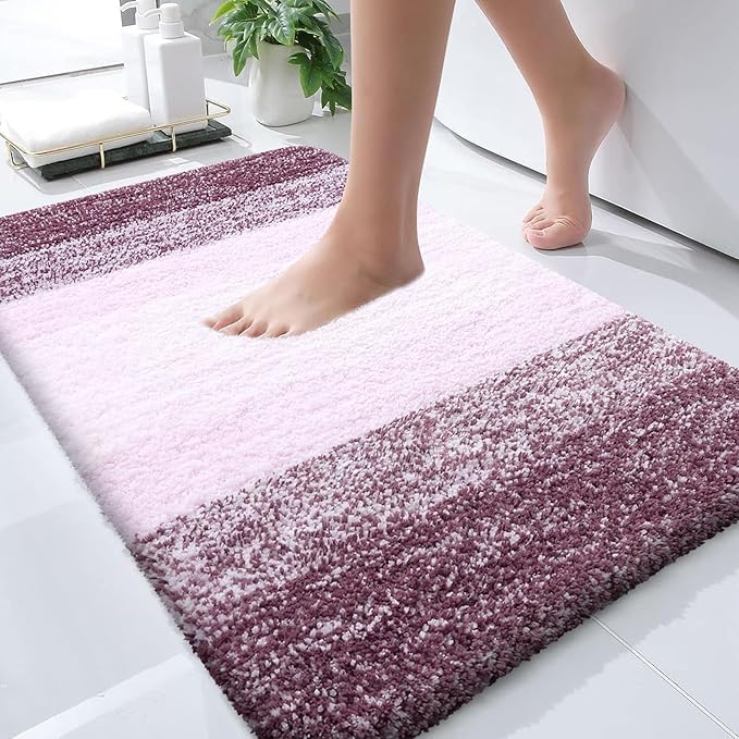 OLANLY Bathroom Runner Rugs 59x24, Extra Soft Absorbent Microfiber Bath Rugs, Rubber Backing, Quick Dry, Machine Washable Bath Mats for Bathroom Floor, Tub and Shower, Home Decor Accessories, Mauve