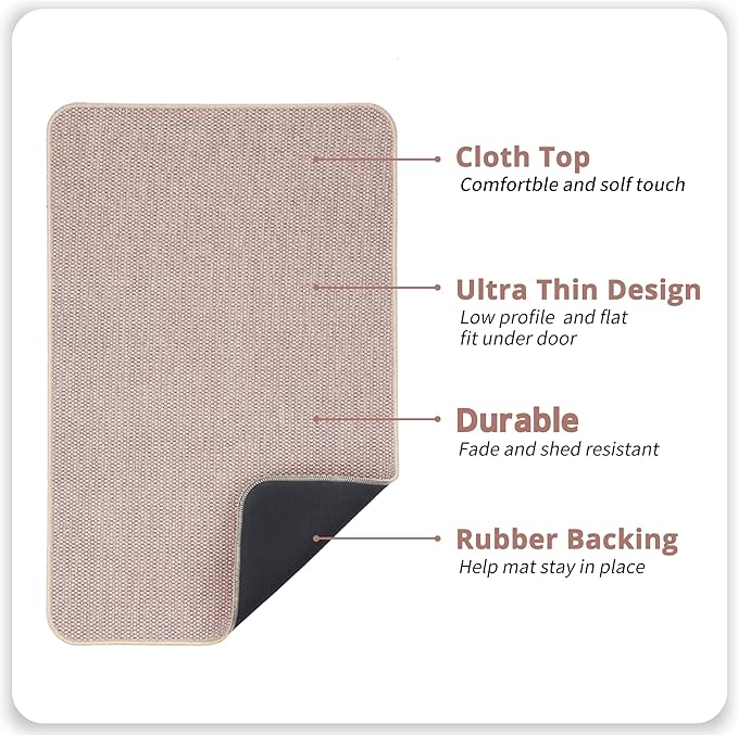 Bath Mat,Ultra Thin Bathroom Rugs,Rubber Bath Mats for Bathroom,No Slip Bath Rugs,Quick Dry,Machine Washable,Low Pile,Absorbent,Shower Outside,Sink,Home Decor Accessories.Beige,1'8"x2'8"(20x32inch)
