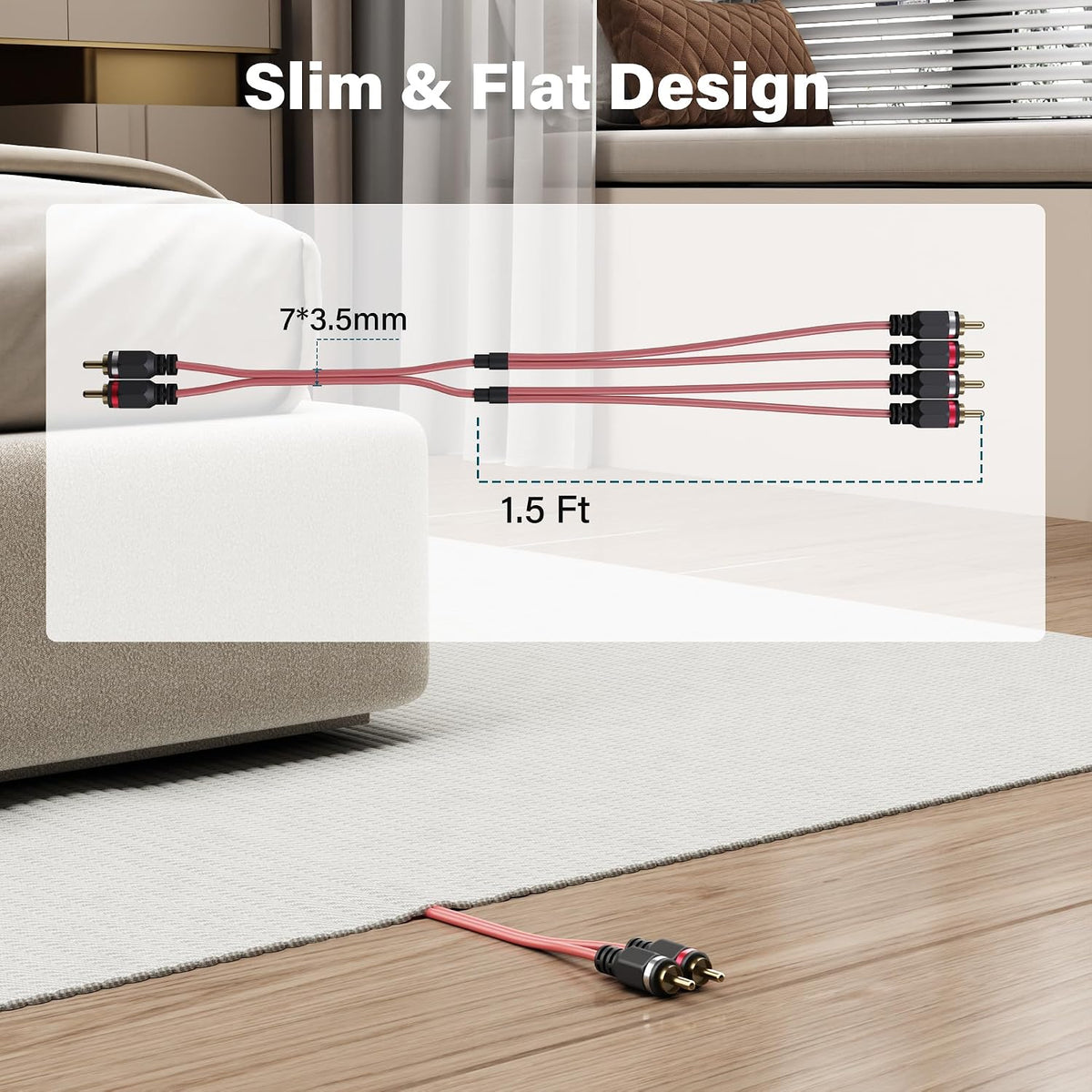 2 4 15 to Channel Male RCA Car Audio Cable Ft, Bi-Directional Y Splitter RCA Adapter Interconnect Cord, OFC Shielded