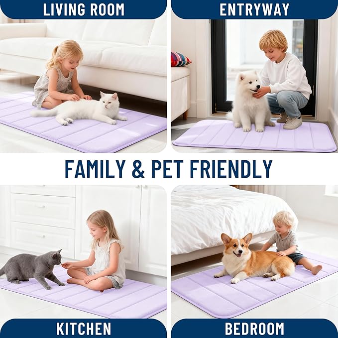 OLANLY Memory Foam Bath Mat 36x24, Super Soft Absorbent Bathroom Rugs, Quick Dry, Machine Washable Shower Floor Rugs, Bathmat Carpet, Bathroom Home Decor Accessories, Lavender