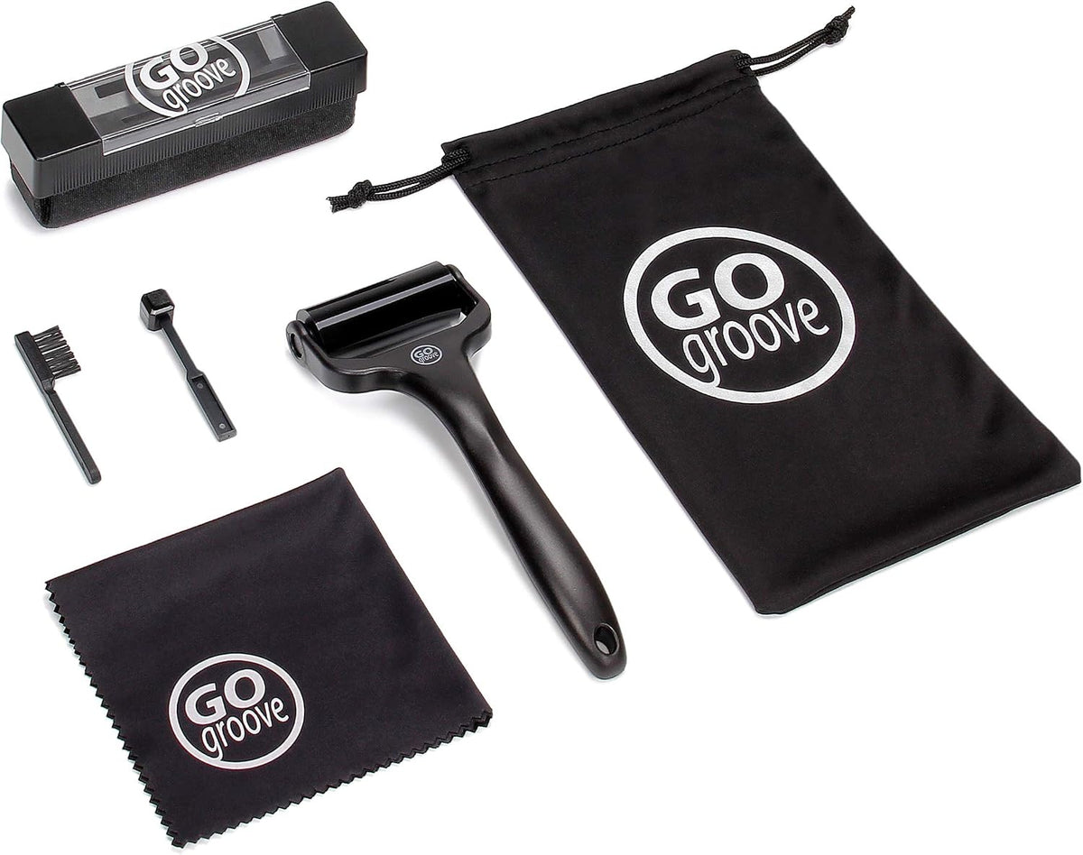 6-in-1 GOgroove Vinyl Record Cleaner Kit - Velvet Record Brush for Turntable Player, Silicone Roller, Stylus Brush