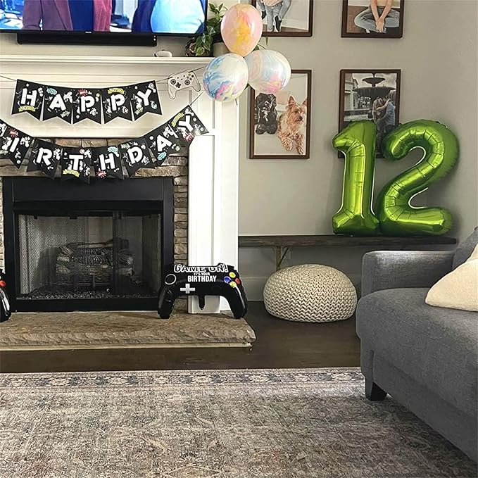 40 Inch Green Number 1 Balloon for 1st Birthday Decoration, Large Self Inflate Foil Number Balloons 0-9 for Boys Girls, Digit 1 Helium Balloons for Women Men Jungle Safari Party Anniversary Supplies