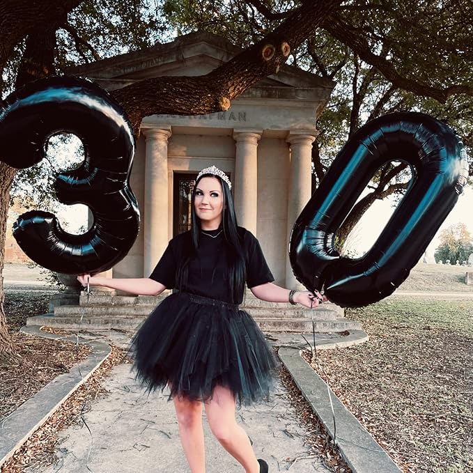 40 Inch Black Foil Balloon Number 1, Giant Self Inflating Number Balloons 0-9 Digital Helium Balloons Set for Girls Boys 1st Birthday Anniversary New Year's Eve Baby Shower Party Decorations Supplies