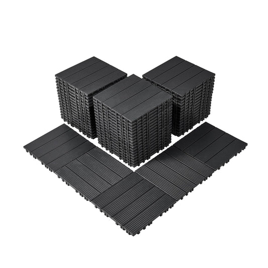 VEVOR 54 sq. ft Plastic Interlocking Deck Tiles, 54 Pack,12"x12" Waterproof Non-Slip Outdoor Flooring All Weather Use, Patio Floor Decking Tiles for Porch Poolside Balcony Backyard, Dark Grey