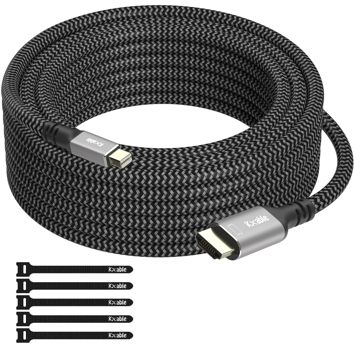 4K 15FT, [4K@60Hz, Mini DisplayPort to HDMI Cable Gold-Plated Plugs, Aluminum Shell, Nylon Braided], Mini DP to HDMI