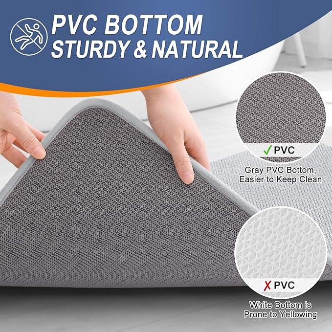 OLANLY Thick Memory Foam Bath Mats Rugs 40x32, Extra Soft Absorbent Bathroom Rug, Quick Dry Bath Mat, Non-Slip, Machine Washable Carpet for Bathroom, Tub and Shower, Home Decor Accessories, Light Grey