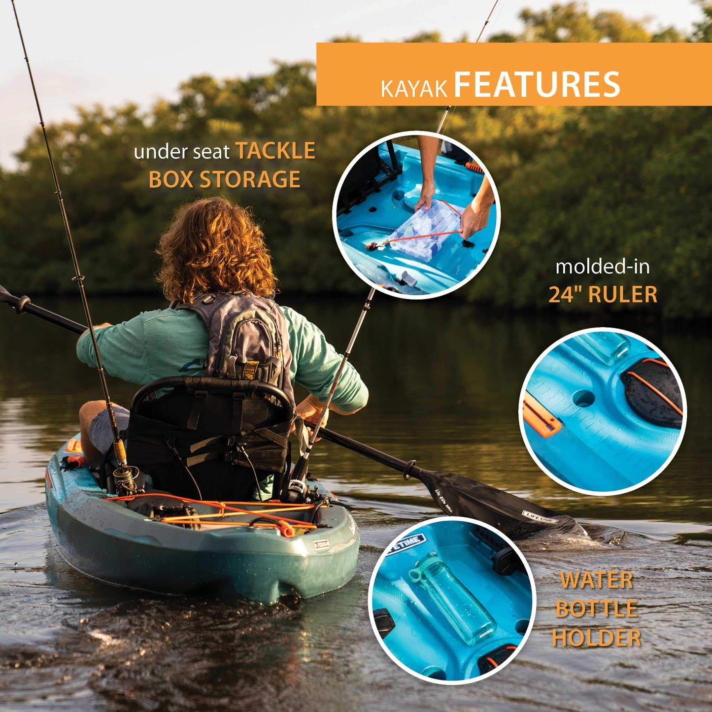 Lifetime Tamarack Pro 103 Sit-On-Top Kayak, Lightning Fusion, 10 ft. 3 in.
