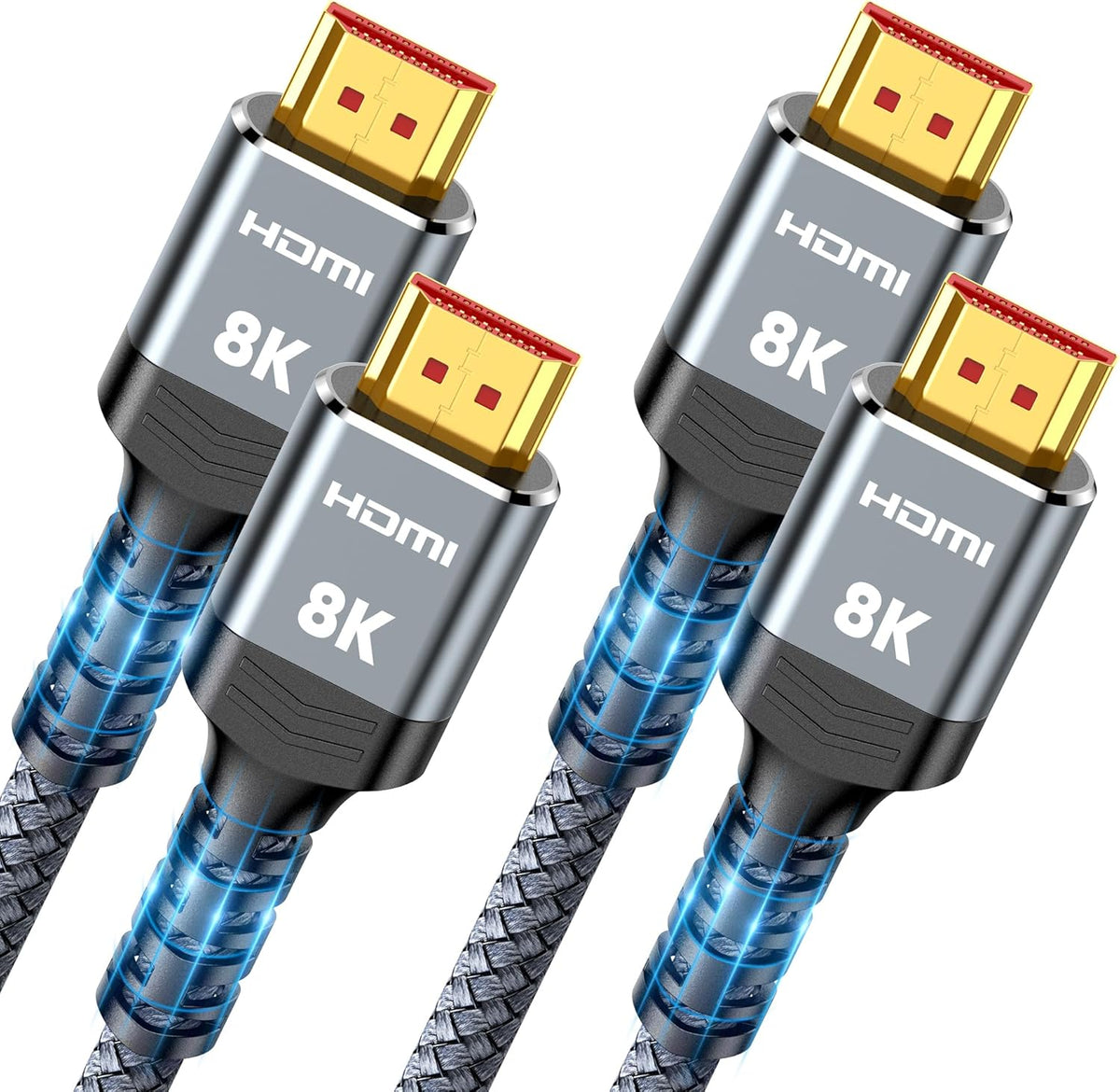 8K 2.1 3.3FT/1M 2-Pack, 48Gbps Cord-4K120 144Hz 8K60Hz 3090 HDR10 4:4:4 2.2&2.3 Highwings HDMI Cable High Speed HDMI