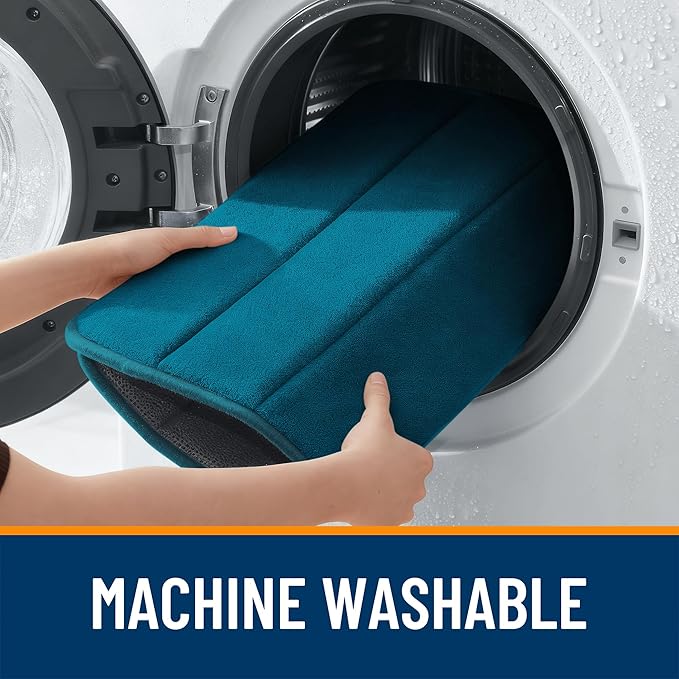 OLANLY Memory Foam Bath Mat 34x21, Super Soft Absorbent Bathroom Rugs, Quick Dry, Machine Washable Shower Floor Rugs, Bathmat Carpet, Bathroom Home Decor Accessories, Peacock Blue