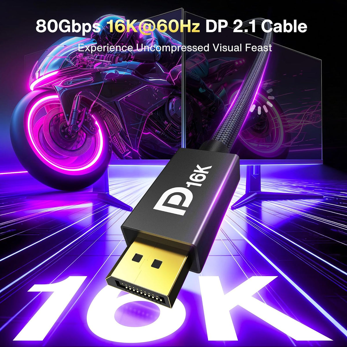 80Gbps 2.1, 16K [16K@60Hz,8K@240Hz,4K@540Hz 480Hz 240Hz], 2.1 HDR10, 1.2a, 5090,7900Graphics/PC/TV/Gaming 6.6FT IVANKY