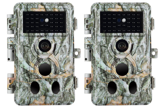 Agitato 2-Pack Trail Camera 64MP 1296P H.264 MP4 Video No Glow 90ft Night Vision 0.1S Trigger Speed Motion Activated Waterproof IP66 Game Cam for Wildlife Hunting or Home Surveillance