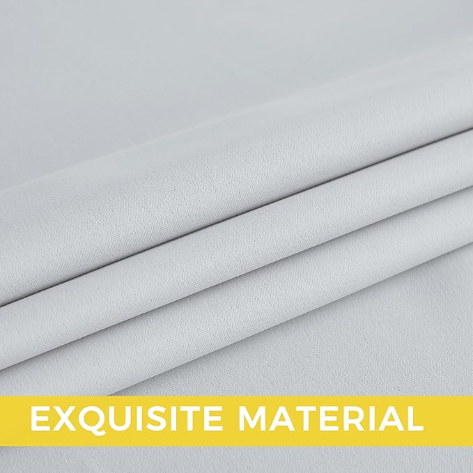 NICETOWN Greyish White Ring Top Panels - Thermal Insulated Shades for Nursery, Kids Room, Yard, Closet, Garage - Breathable Fabric, Privacy Assured, 2 Panels, W52 x L95