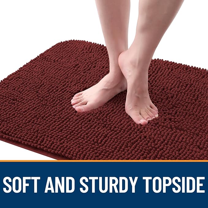 OLANLY Dog Door Mat for Muddy Paws 50x30, Absorbs Moisture and Dirt, Absorbent Non-Slip Washable Doormat, Quick Dry Chenille Mud Mat, Entry Indoor Entryway Carpet for Inside Floor, Caramel Russet