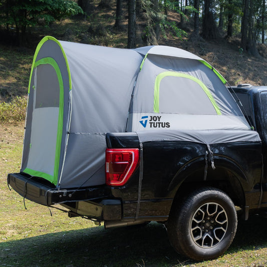 JOYTUTUS Truck Tent with Rainfly 5.0Ft, Straight Spacious Truck Bed Tent with Sky View Mesh, Waterproof PU2000mm Double Layer for 2 Person, Gray Green