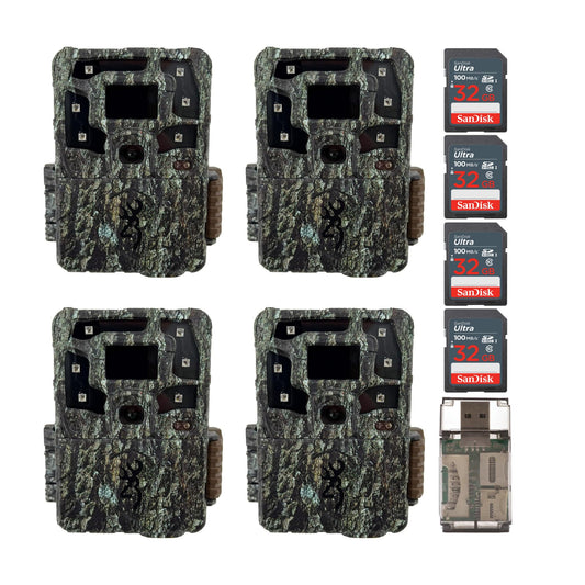 Browning Trail Cameras Strike Force Pro X Cellular Game Camera with Infrared Night Vision, Wildlife Motion-Activated Bundle with Memory Card and USB Card Reader (4-Pack)
