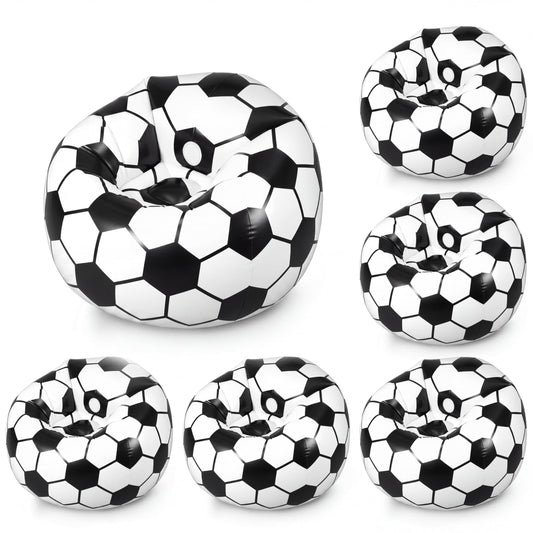 Anglechic 6 Pack Inflatable Soccer Bean Bag Chair 41 Inch Blow up Soccer Sofa with Foot Pump, Inflatable Bean Bag Chair for Adults, Portable Air Cushion Lounge for Outdoor Camping Party