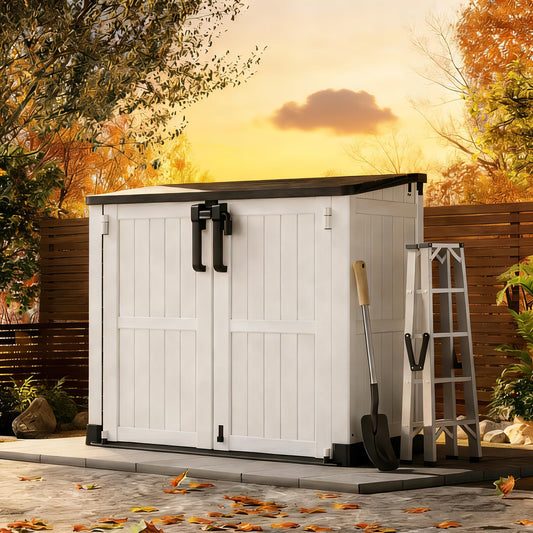 GULAIMOAO Outdoor Horizontal Resin Storage Box 36 Cu Ft with Lockable Doors, Portable Outdoor Storage Shed -Waterproof Outdoor Storage Cabinet for Garden,Easy to Assemble