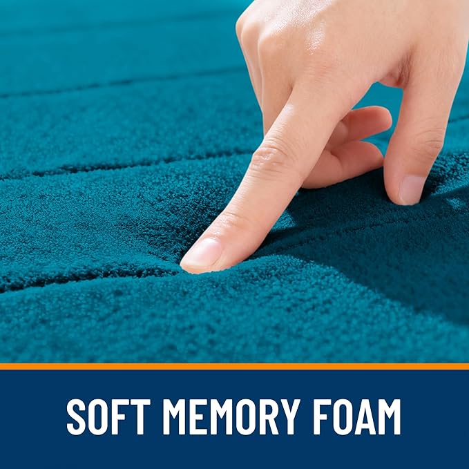 OLANLY Memory Foam Long Bathroom Rugs Runner 47x20, Super Soft Absorbent Bath Mat, Quick Dry, Machine Washable Shower Floor Rugs, Bathmat Carpet, Bathroom Home Decor Accessories, Peacock Blue