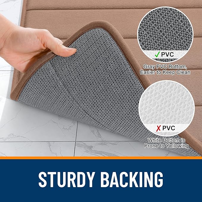 OLANLY Memory Foam Bath Mat 40x32, Super Soft Absorbent Bathroom Rugs, Quick Dry, Machine Washable Shower Floor Rugs, Bathmat Carpet, Bathroom Home Decor Accessories, Mocha