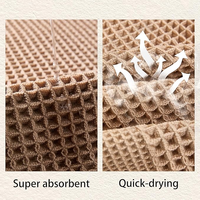 Waffle Bath Mat Non Slip, Boho Runner Rug, Super Absorbent Quick Dry Long Bath Runner Bathroom, Soft Farmhouse Bath Rug with Tassels, Washable Shower Mats for Floor 24"x48", Square Brown