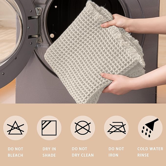 Waffle Bath Mat Non Slip, Boho Runner Rug, Super Absorbent Quick Dry Long Bath Runner Bathroom, Soft Farmhouse Bath Rug with Tassels, Washable Shower Mats for Floor 24"x48", Tassels Cream