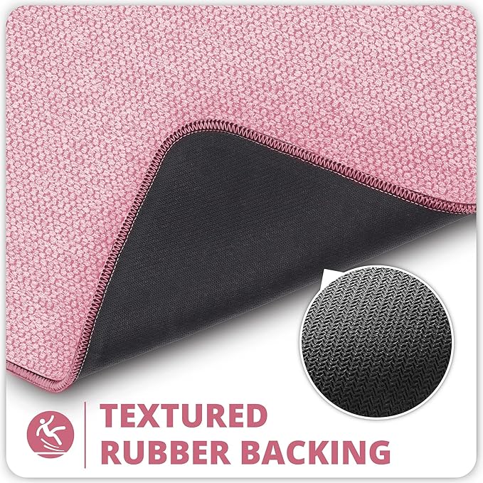 Bath Mat,Ultra Thin Bathroom Rugs,Rubber Bath Mats for Bathroom,No Slip Bath Rugs,Quick Dry,Machine Washable,Low Pile,Absorbent,Shower Outside,Sink,Home Decor Accessories.Pink,1'5"x2'3"(2 Pack)